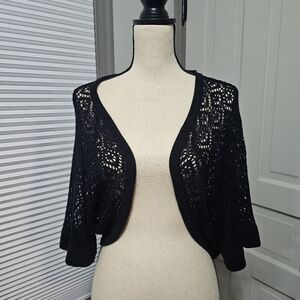 Lane Bryant Black Crochet Shrug